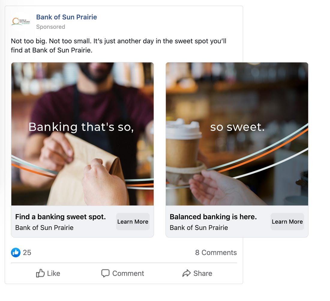 Bank of Sun Prairie screenshot of social media. Bank of Sun Prairie screenshot of social media.